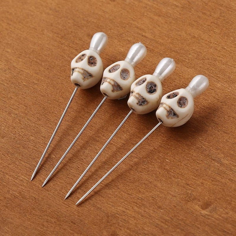 BLESSUME 7pcs Candle Magick Ritual Pins Skull Top (White) - Image 2